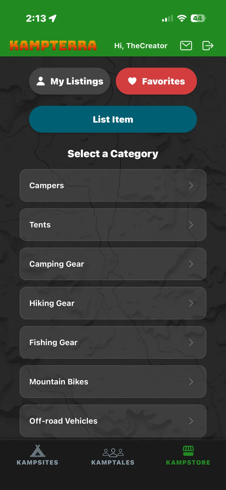 KampStore marketplace categories